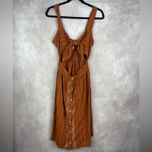 Free People Caldasi Midi Waist Cut Out Dress In Bronze Women's Size XS - Picture 3 of 10